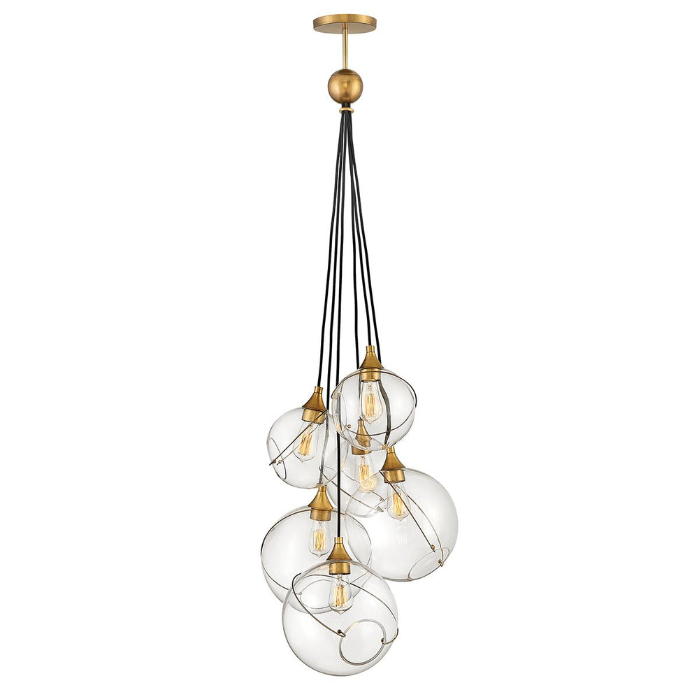 Quintiesse Skye 6 Light Pendant Heritage Brass - Decolight Ltd 