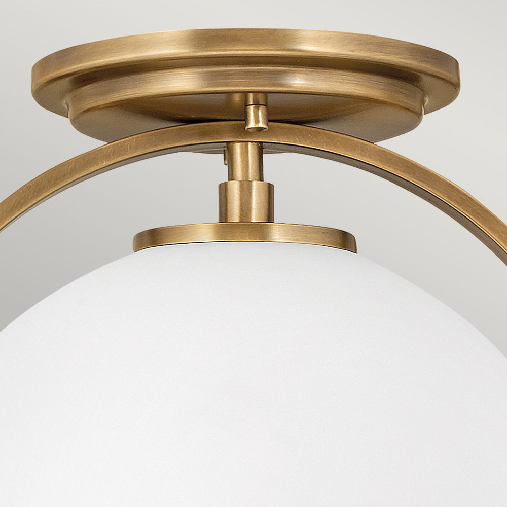 Quintiesse Somerset 1 Light Flush Mount  Heritage Brass Opal - Decolight Ltd 