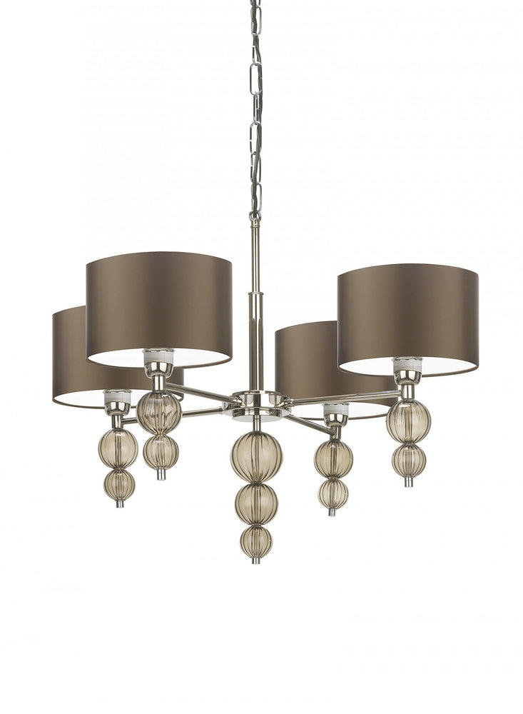 Heathfield Alette Chandelier Nickel Smoke with Lampshade