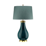 Quintiesse Havering 1 Light Table Lamp Azure-Turquoise & Aged Brass - Decolight Ltd 