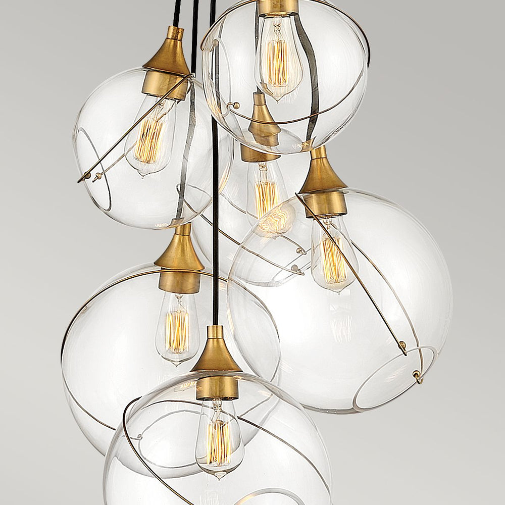 Quintiesse Skye 6 Light Pendant Heritage Brass - Decolight Ltd 