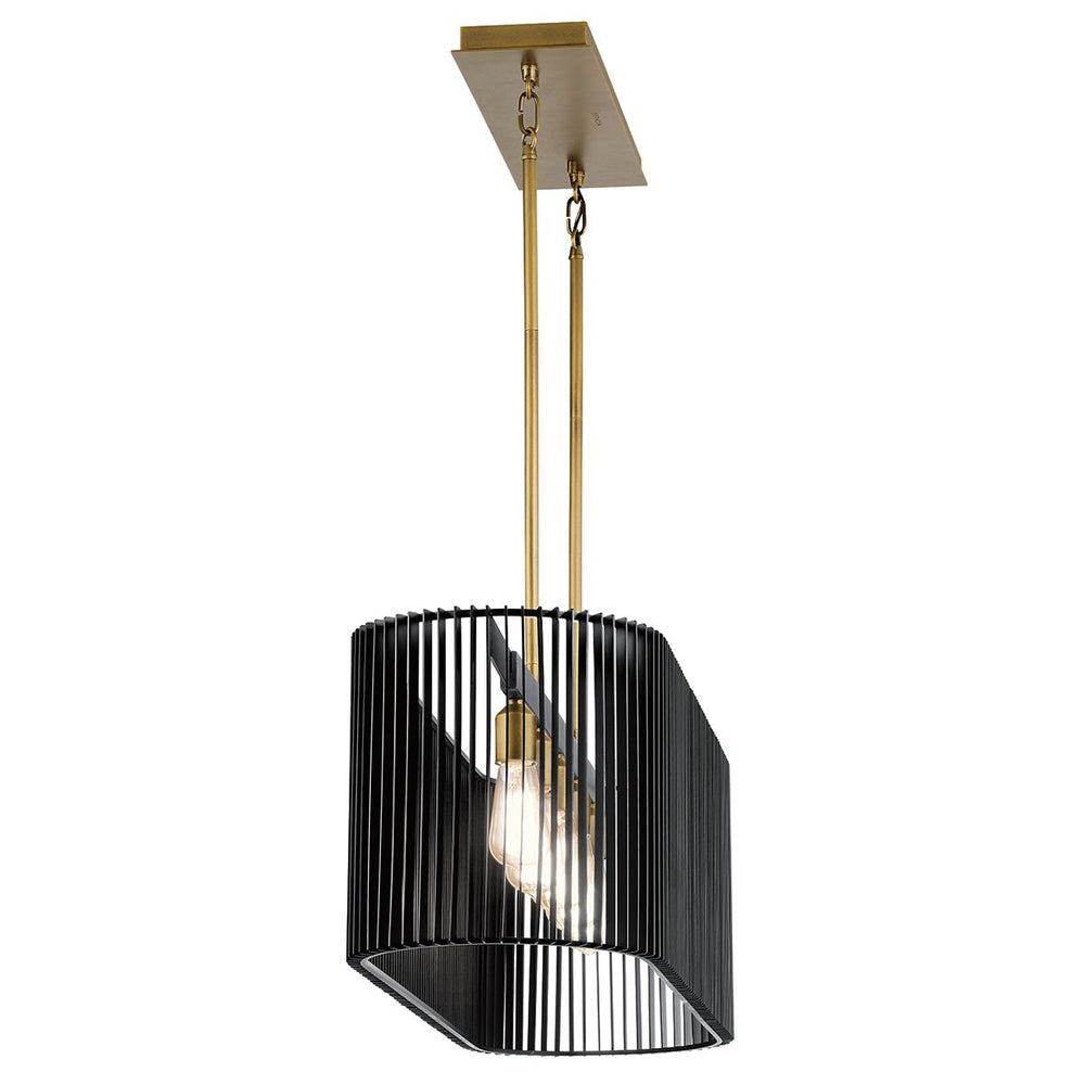 Quintiesse Linara 5 Light Linear Chandelier  Black & Natural Brass - Decolight Ltd 