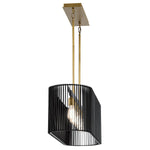 Quintiesse Linara 5 Light Linear Chandelier  Black & Natural Brass - Decolight Ltd 