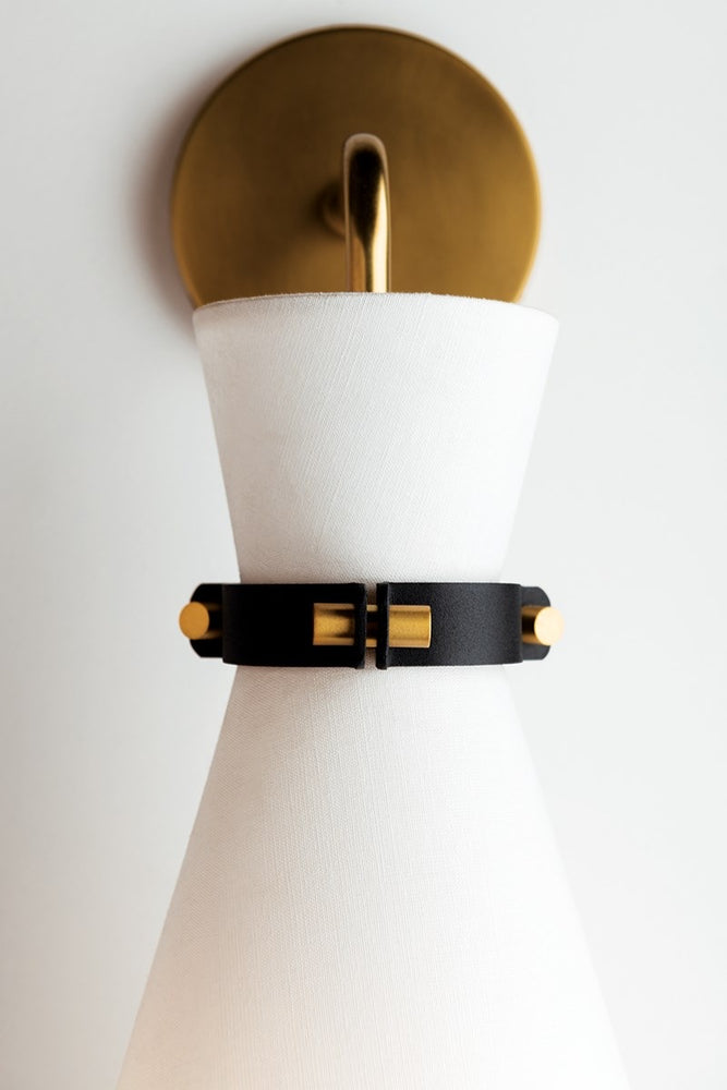 Mitzi Lighting Julia Aged Brass/Black Wall Light - Decolight Ltd 