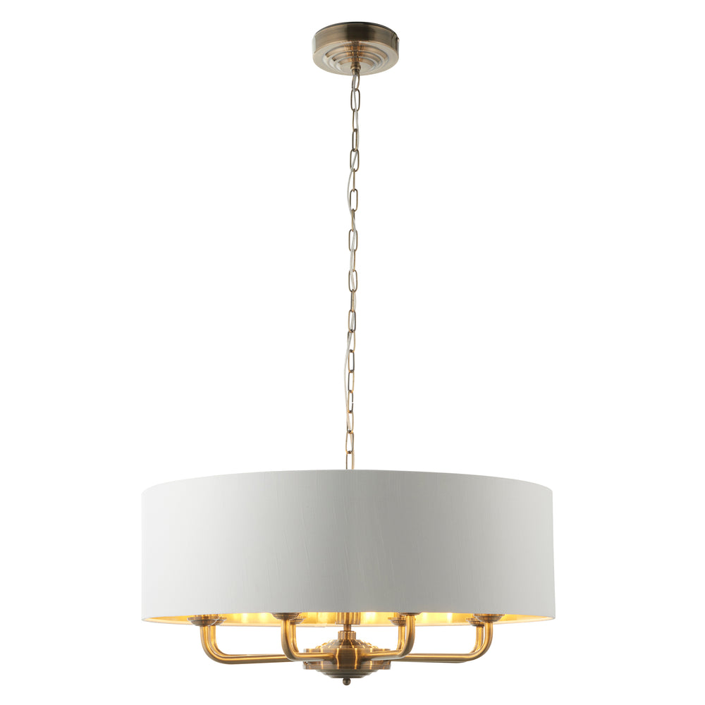 Decolight Chartley Aged Brass Large Wide Drum & 8arm Ceiling Pendants Light - Decolight Ltd 