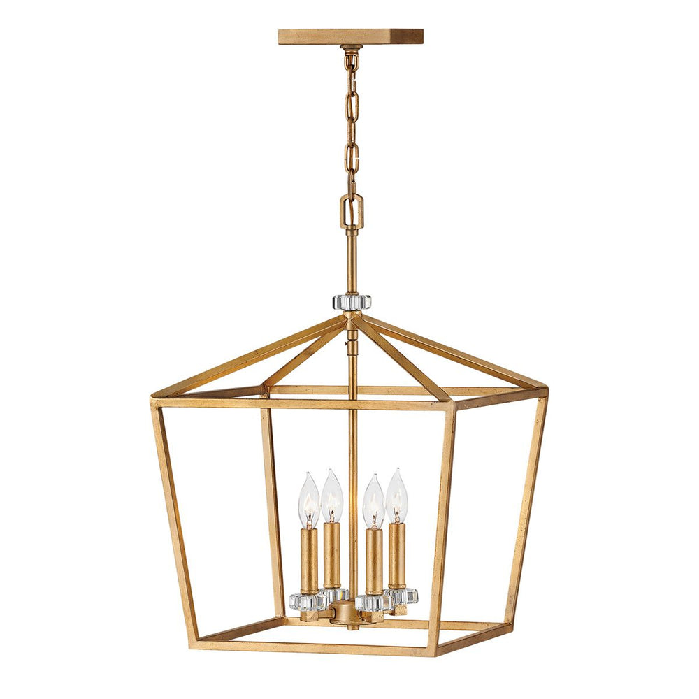 Quintiesse Stinson 4 Light Large Pendant/ Semi-Flush Distressed Brass - Decolight Ltd 