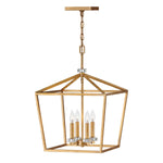 Quintiesse Stinson 4 Light Large Pendant/ Semi-Flush Distressed Brass - Decolight Ltd 