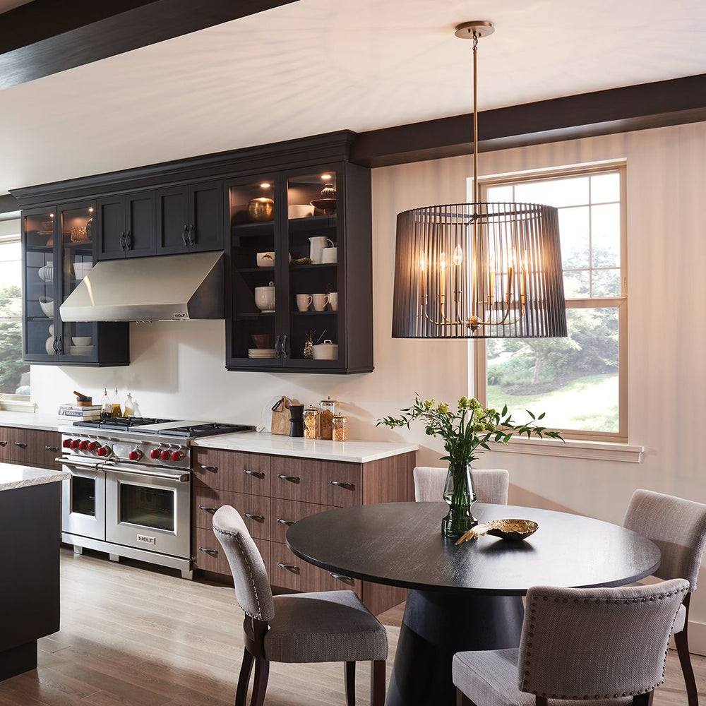 Quintiesse Linara 6 Light Chandelier/Pendant  Black & Natural Brass - Decolight Ltd 