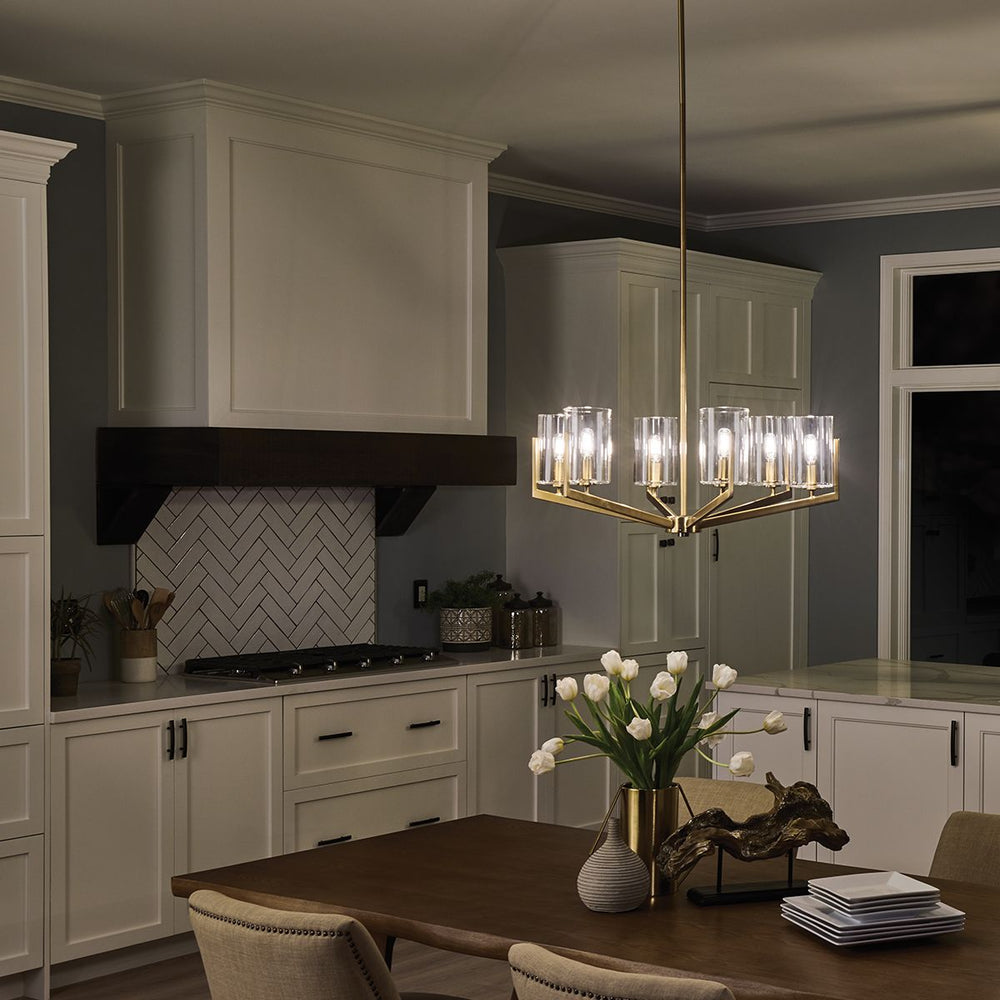 Quintiesse Nye 6 Light Chandelier   Brushed Natural Brass - Decolight Ltd 