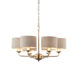 Decolight Chartley Linen Brushed Chrome  6 Arm Ceiling Pendants Light - Decolight Ltd 