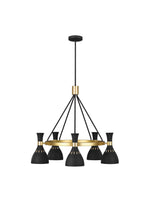 Decolight Noelle Mid Century Chandelier Black & Brass 5 Lt ( Ceiling)