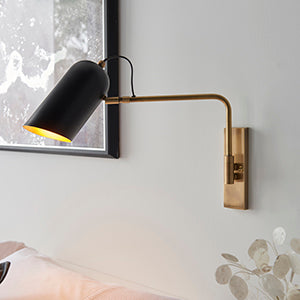 Decolight Naren Brass Black Adjustable Wall Light