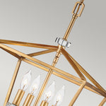 Quintiesse Stinson 4 Light Medium Pendant/ Semi-Flush Distressed Brass - Decolight Ltd 