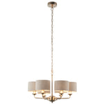 Decolight Chartley Linen Brushed Chrome  6 Arm Ceiling Pendants Light - Decolight Ltd 