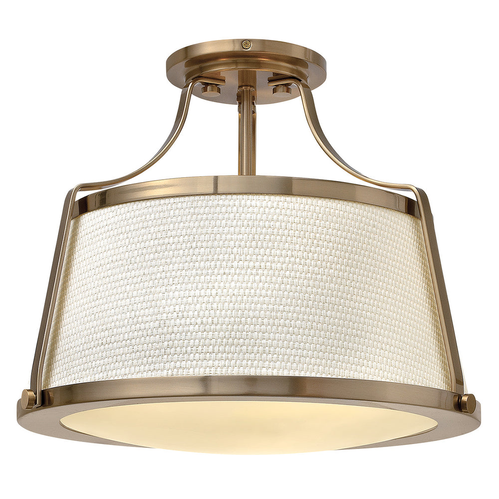 Decolight Dayton Aged Brass Mid Century Semi-Flush Ceiling Light