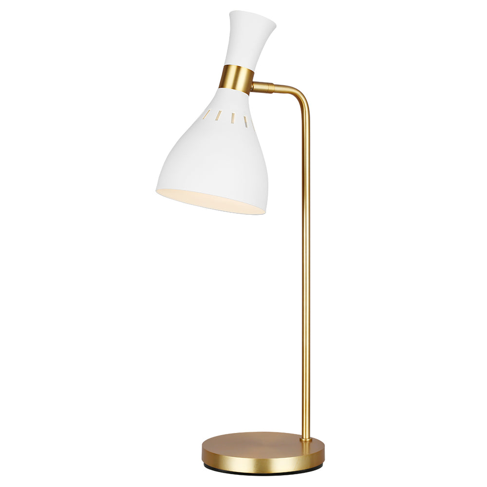 Decolight Noelle Desk Table Lamp White & Brass Mid Century