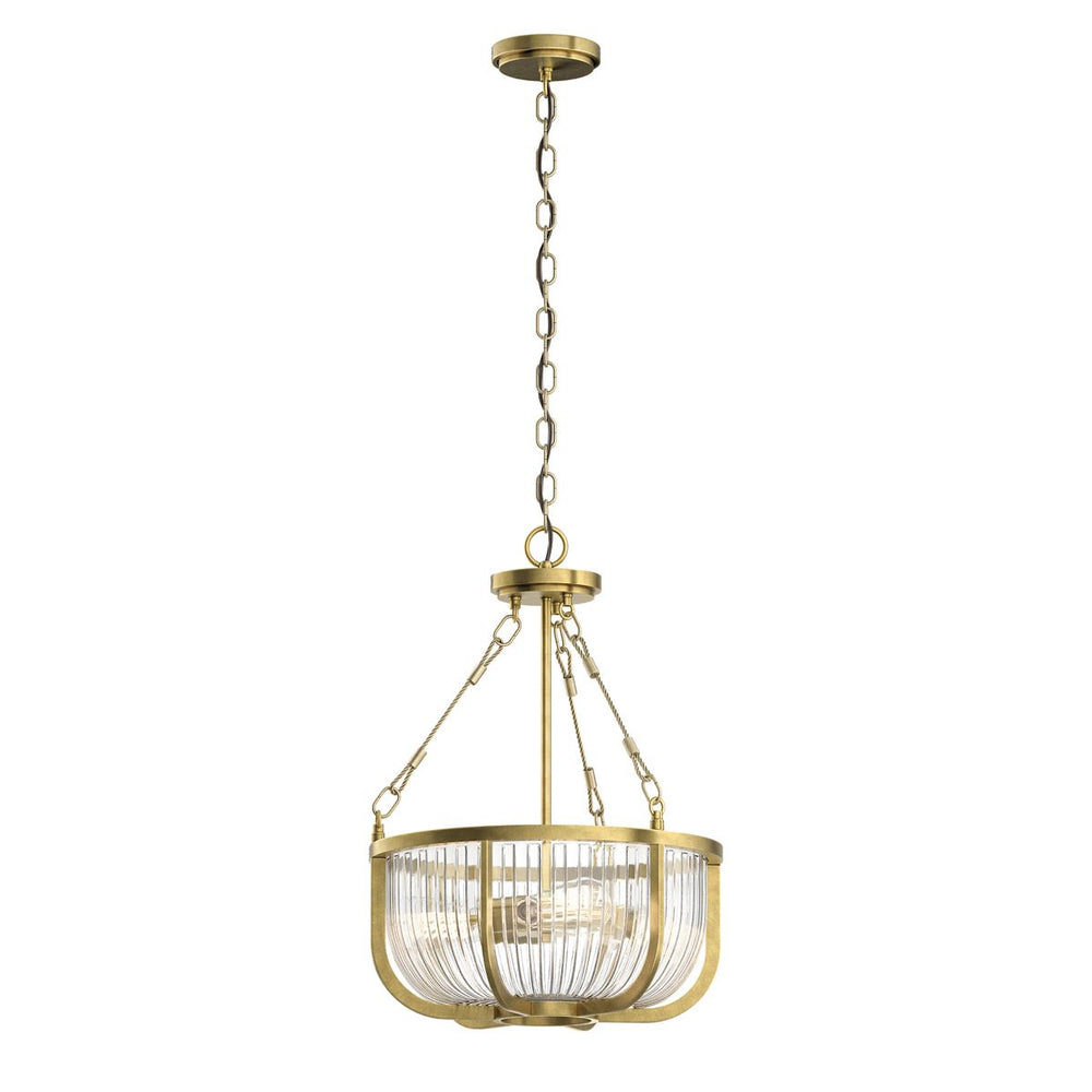 Quintiesse Roux 3 Light Pendant/ Semi-Flush Natural Brass